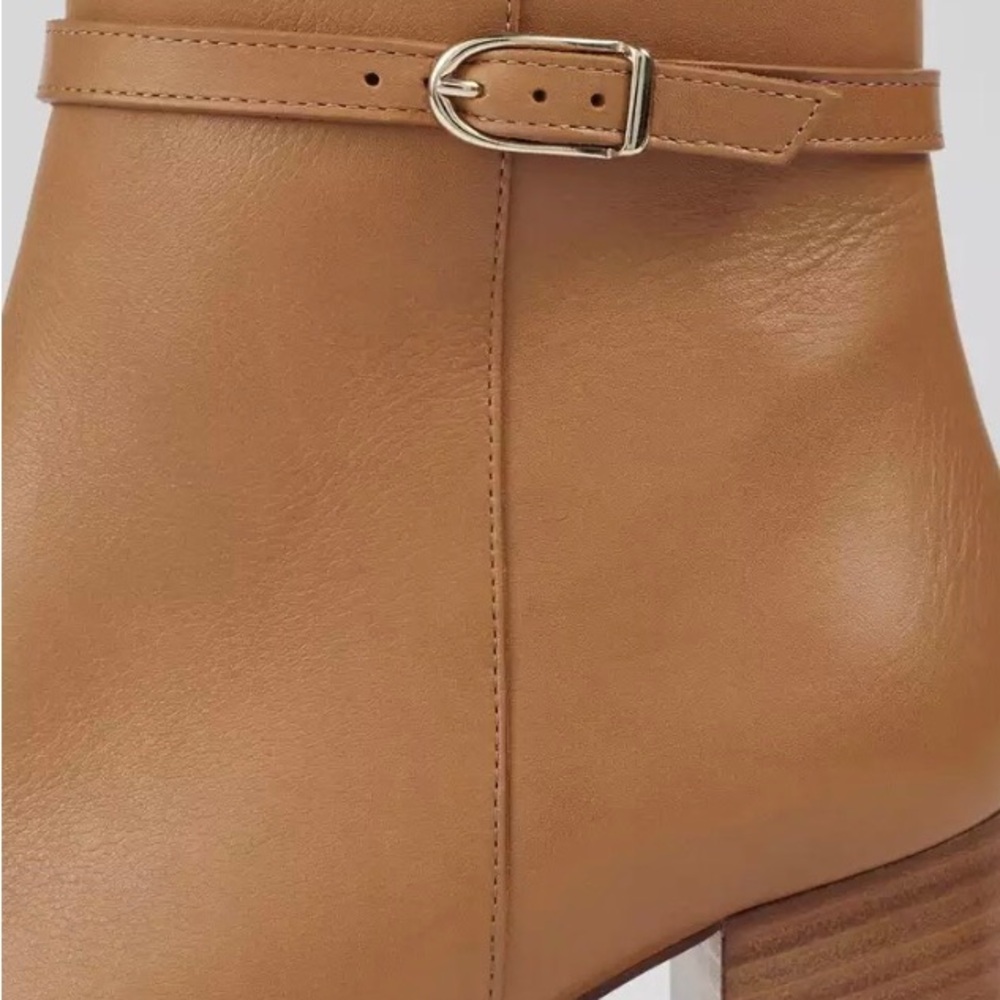 LK BENNET Bryony Camel Buckle Ankle Boots 40 / 9 Brown / Tan Leather Block Heel - Picture 4 of 15